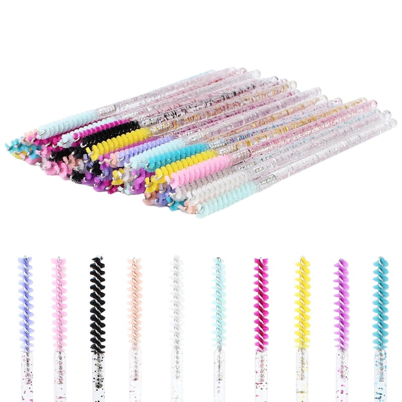 SenRocc 100pcs Disposable Skinny Mascara Wands Crystal Eyelash Brushes Mini Mascara Wands Micro Brush Lash Extension Supplies Lashes Extension Tools(Skinny-mix-100) - Image 1